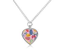 FodPand Custom Bright Colored Fruits Urn Necklaces for Dog Cat Human Ashes 27.6" Cable Chain Memorial Heart Pendant Necklace with Filling Kit Pet Cremation Jewelry Keepsake Sympathy Gifts