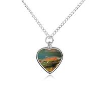 FodPand Custom Brook Trout Fly Fishing Urn Necklaces for Dog Cat Human Ashes 27.6" Cable Chain Memorial Heart Pendant Necklace with Filling Kit Pet Cremation Jewelry Keepsake Sympathy Gifts