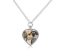 FodPand Custom Cats Faces Urn Necklaces for Dog Cat Human Ashes 27.6" Cable Chain Memorial Heart Pendant Necklace with Filling Kit Pet Cremation Jewelry Keepsake Sympathy Gifts