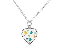 FodPand Custom Colorful Star Images Urn Necklaces for Dog Cat Human Ashes 27.6" Cable Chain Memorial Heart Pendant Necklace with Filling Kit Pet Cremation Jewelry Keepsake Sympathy Gifts