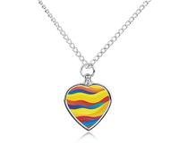 FodPand Custom Colorful Waves Urn Necklaces for Ashes Memorial Pet Necklace with Filling Kit Adjustable 27.6" Chain Funerary Cremation Jewelry Keepsake Heart Pendant for Beloved Dogs & Cats