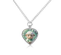 FodPand Custom Cute Cartoon Sheep Urn Necklaces for Dog Cat Human Ashes 27.6" Cable Chain Memorial Heart Pendant Necklace with Filling Kit Pet Cremation Jewelry Keepsake Sympathy Gifts