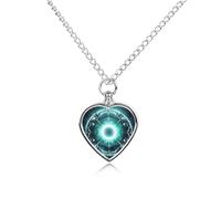 FodPand Custom Dark Atmosphere Circle Urn Necklaces for Dog Cat Human Ashes 27.6" Cable Chain Memorial Heart Pendant Necklace with Filling Kit Pet Cremation Jewelry Keepsake Sympathy Gifts