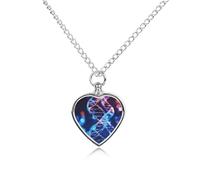 FodPand Custom DNA Genetic Helix Urn Necklaces for Dog Cat Human Ashes 27.6" Cable Chain Memorial Heart Pendant Necklace with Filling Kit Pet Cremation Jewelry Keepsake Sympathy Gifts