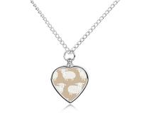 FodPand Custom Doodle Style Sheep Urn Necklaces for Dog Cat Human Ashes 27.6" Cable Chain Memorial Heart Pendant Necklace with Filling Kit Pet Cremation Jewelry Keepsake Sympathy Gifts