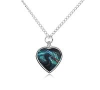 FodPand Custom Dragon Urn Necklaces for Dog Cat Human Ashes 27.6" Cable Chain Memorial Heart Pendant Necklace with Filling Kit Pet Cremation Jewelry Keepsake Sympathy Gifts