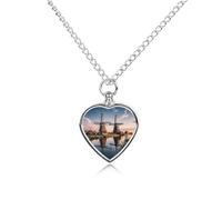 FodPand Custom Dutch Windmill Urn Necklaces for Ashes Memorial Pet Necklace with Filling Kit Adjustable 27.6" Chain Funerary Cremation Jewelry Keepsake Heart Pendant for Beloved Dogs & Cats
