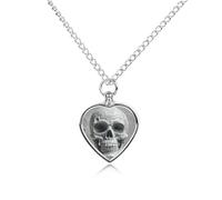 FodPand Custom Gothic Skull Urn Necklaces for Ashes Memorial Pet Necklace with Filling Kit Adjustable 27.6" Chain Funerary Cremation Jewelry Keepsake Heart Pendant for Beloved Dogs & Cats
