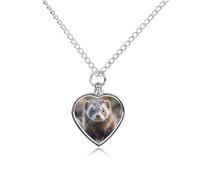 FodPand Custom Hairy Ferret Urn Necklaces for Ashes Memorial Pet Necklace with Filling Kit Adjustable 27.6" Chain Funerary Cremation Jewelry Keepsake Heart Pendant for Beloved Dogs & Cats