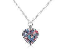 FodPand Custom Heart Shaped Pattern Urn Necklaces for Dog Cat Human Ashes 27.6" Cable Chain Memorial Heart Pendant Necklace with Filling Kit Pet Cremation Jewelry Keepsake Sympathy Gifts