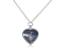 FodPand Custom Highway Tornado Lightning Urn Necklaces for Dog Cat Human Ashes 27.6" Cable Chain Memorial Heart Pendant Necklace with Filling Kit Pet Cremation Jewelry Keepsake Sympathy Gifts