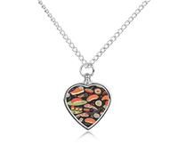 FodPand Custom Japanese Sushi Shrimp Urn Necklaces for Dog Cat Human Ashes 27.6" Cable Chain Memorial Heart Pendant Necklace with Filling Kit Pet Cremation Jewelry Keepsake Sympathy Gifts