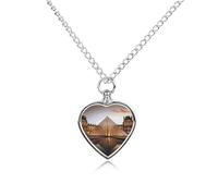FodPand Custom Louvre Museum in Paris Urn Necklaces for Dog Cat Human Ashes 27.6" Cable Chain Memorial Heart Pendant Necklace with Filling Kit Pet Cremation Jewelry Keepsake Sympathy Gifts