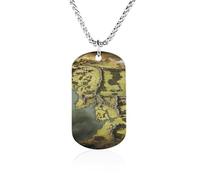 FodPand Custom Middle Earth Map Photo Memorial Pendant Necklace 23.6" Box Chain Lightweight Military Dog Tag Necklace for Men Women Minimalist Couple Jewelry Keepsake Souvenir Gifts