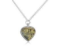 FodPand Custom Middle Earth Map Urn Necklaces for Dog Cat Human Ashes 27.6" Cable Chain Memorial Heart Pendant Necklace with Filling Kit Pet Cremation Jewelry Keepsake Sympathy Gifts
