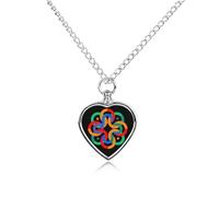 FodPand Custom Mindful Pattern Urn Necklaces for Dog Cat Human Ashes 27.6" Cable Chain Memorial Heart Pendant Necklace with Filling Kit Pet Cremation Jewelry Keepsake Sympathy Gifts