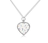FodPand Custom Musical Note Doodle Style Urn Necklaces for Dog Cat Human Ashes 27.6" Cable Chain Memorial Heart Pendant Necklace with Filling Kit Pet Cremation Jewelry Keepsake Sympathy Gifts