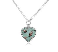 FodPand Custom Otters Urn Necklaces for Dog Cat Human Ashes 27.6" Cable Chain Memorial Heart Pendant Necklace with Filling Kit Pet Cremation Jewelry Keepsake Sympathy Gifts