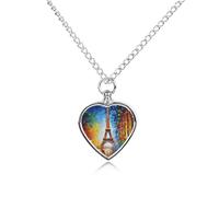 FodPand Custom Paris Eiffel Tower Urn Necklaces for Ashes Memorial Pet Necklace with Filling Kit Adjustable 27.6" Chain Funerary Cremation Jewelry Keepsake Heart Pendant for Beloved Dogs & Cats