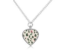FodPand Custom Peach Leopard Pattern Urn Necklaces for Dog Cat Human Ashes 27.6" Cable Chain Memorial Heart Pendant Necklace with Filling Kit Pet Cremation Jewelry Keepsake Sympathy Gifts