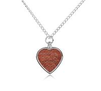 FodPand Custom Red Brick Wall Urn Necklaces for Dog Cat Human Ashes 27.6" Cable Chain Memorial Heart Pendant Necklace with Filling Kit Pet Cremation Jewelry Keepsake Sympathy Gifts