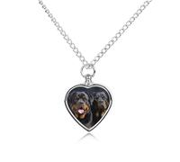 FodPand Custom Rottweiler Wallpaper Urn Necklaces for Dog Cat Human Ashes 27.6" Cable Chain Memorial Heart Pendant Necklace with Filling Kit Pet Cremation Jewelry Keepsake Sympathy Gifts