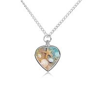 FodPand Custom Seashell Starfish on Beach Urn Necklaces for Dog Cat Human Ashes 27.6" Cable Chain Memorial Heart Pendant Necklace with Filling Kit Pet Cremation Jewelry Keepsake Sympathy Gifts