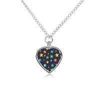FodPand Custom Simple Colorful Stars Urn Necklaces for Dog Cat Human Ashes 27.6" Cable Chain Memorial Heart Pendant Necklace with Filling Kit Pet Cremation Jewelry Keepsake Sympathy Gifts