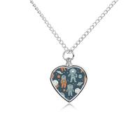 FodPand Custom Stars And Planets Urn Necklaces for Dog Cat Human Ashes 27.6" Cable Chain Memorial Heart Pendant Necklace with Filling Kit Pet Cremation Jewelry Keepsake Sympathy Gifts