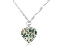 FodPand Custom Various Tree Paintings Urn Necklaces for Dog Cat Human Ashes 27.6" Cable Chain Memorial Heart Pendant Necklace with Filling Kit Pet Cremation Jewelry Keepsake Sympathy Gifts