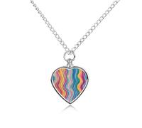 FodPand Custom Wavy Texture Lines Urn Necklaces for Dog Cat Human Ashes 27.6" Cable Chain Memorial Heart Pendant Necklace with Filling Kit Pet Cremation Jewelry Keepsake Sympathy Gifts