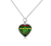 FodPand Custom Weed Striped Urn Necklaces for Dog Cat Human Ashes 27.6" Cable Chain Memorial Heart Pendant Necklace with Filling Kit Pet Cremation Jewelry Keepsake Sympathy Gifts