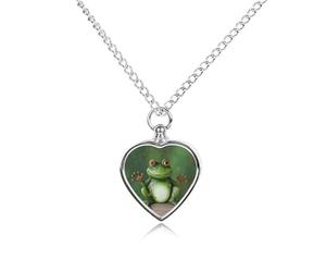 FodPand Custom Welcome Frog Urn Necklaces for Dog Cat Human Ashes 27.6" Cable Chain Memorial Heart Pendant Necklace with Filling Kit Pet Cremation Jewelry Keepsake Sympathy Gifts