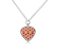 FodPand Custom With Red Waves Urn Necklaces for Dog Cat Human Ashes 27.6" Cable Chain Memorial Heart Pendant Necklace with Filling Kit Pet Cremation Jewelry Keepsake Sympathy Gifts
