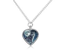 FodPand Custom Wolf Under Moon Urn Necklaces for Dog Cat Human Ashes 27.6" Cable Chain Memorial Heart Pendant Necklace with Filling Kit Pet Cremation Jewelry Keepsake Sympathy Gifts