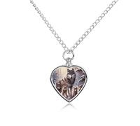 FodPand Custom Wolves Family Urn Necklaces for Ashes Memorial Pet Necklace with Filling Kit Adjustable 27.6" Chain Funerary Cremation Jewelry Keepsake Heart Pendant for Beloved Dogs & Cats