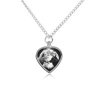 FodPand Custom Wolves Love Under The Moon Urn Necklaces for Dog Cat Human Ashes 27.6" Cable Chain Memorial Heart Pendant Necklace with Filling Kit Pet Cremation Jewelry Keepsake Sympathy Gifts