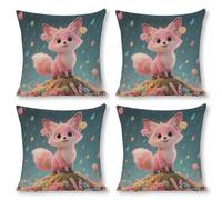 FodPand Cute Candy Fox Pillow Covers 18x18 Inch, Farmhouse Linen Pillow Cases for Couch, Double-Sided Decorative Throw Pillow Covers Square Cushion Covers for Living Room Bedroom