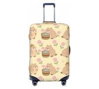 FodPand Cute Capybara Pattern Travel Luggage Cover Elastic Suitcase Cover Protector Anti-Scratch Luggage Protector Universal Washable Travel Sleeve Baggage Case Fits 18-32 Inch Suitcase, Black, S