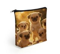 FodPand Cute Dogs Makeup Bag with Sturdy Zipper，Linen Material Storage Bag,Large Capacity And Multi-Purpose Cosmetic Bag for Daily Life, Travel, Outings, Business Trips And Other Occasions