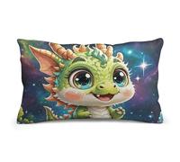 FodPand Cute Dragon Throw Pillow Cover 8"x12", Soft Plush Decorative Pillow Case for Couch Sofa, Double-Sided Print Rectangle Cushion Cover for Bedroom Living Room