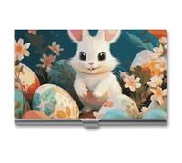 FodPand Cute Easter Bunny Business Card Case Business Card Holder Cards Holder Organizer Mini Aluminum Wallet for Credit Cards, Durable Scratch Resistant, Gift for Men Women