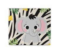 FodPand Cute Elephants Bifold Wallet for Men Women, 4.3"x3.7" Compact Leather Wallet with ID Window & Coin Pocket, Slim Minimalist Card Holder for Daily Carry & Travel