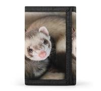 FodPand Cute Ferret Wallet,Portable Three Folds Wallet Sturdy With Hanging Buckle Zipper Wallets for Man Woman