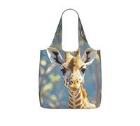 FodPand Cute Hedgehog Reusable Grocery Bags, Shopping Bag for Groceries,Heavy Duty Tote Bag with Inner Pocket, Cute Giraffe Flowers, One Size