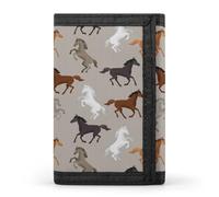 FodPand Cute Horse Wallet,Portable Three Folds Wallet Sturdy With Hanging Buckle Zipper Wallets for Man Woman
