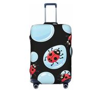 FodPand Cute Ladybugs Travel Luggage Cover Elastic Suitcase Cover Protector Anti-Scratch Luggage Protector Universal Washable Travel Sleeve Baggage Case Fits 18-32 Inch Suitcase, Black, XL
