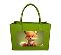 FodPand Cute Little Fox Felt Tote Bag Reusable Large Handbag | Foldable Grocery Shopping Bag for Women Men, Daily Commute, Work,Travel, Lightweight, Christmas Gift Bags