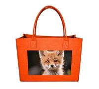 FodPand Cute Little Fox Felt Tote Bag Reusable Large Handbag | Foldable Grocery Shopping Bag for Women Men, Daily Commute, Work,Travel, Lightweight, Christmas Gift Bags