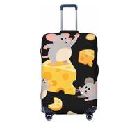 FodPand Cute Mouse cheese Travel Luggage Cover Elastic Suitcase Cover Protector Anti-Scratch Luggage Protector Universal Washable Travel Sleeve Baggage Case Fits 18-32 Inch Suitcase, Black, M
